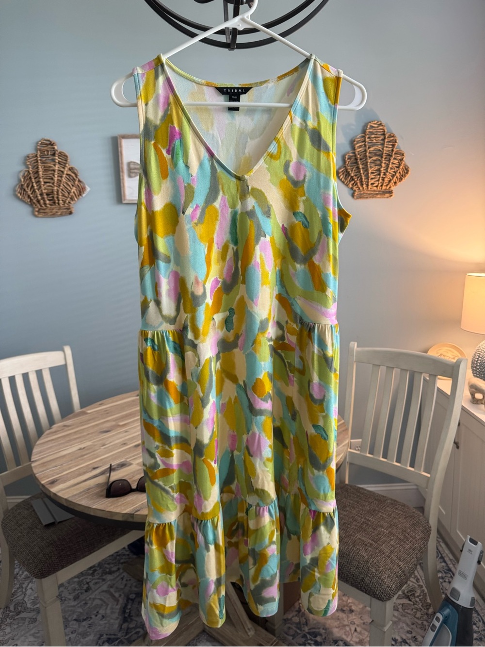 Tribal  V-Neck dress  in Yellow Multi